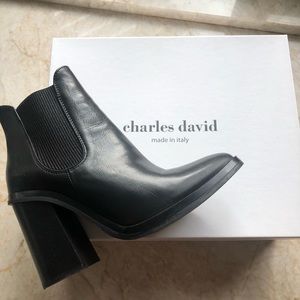Charles David Leather Black Boots: made in italy